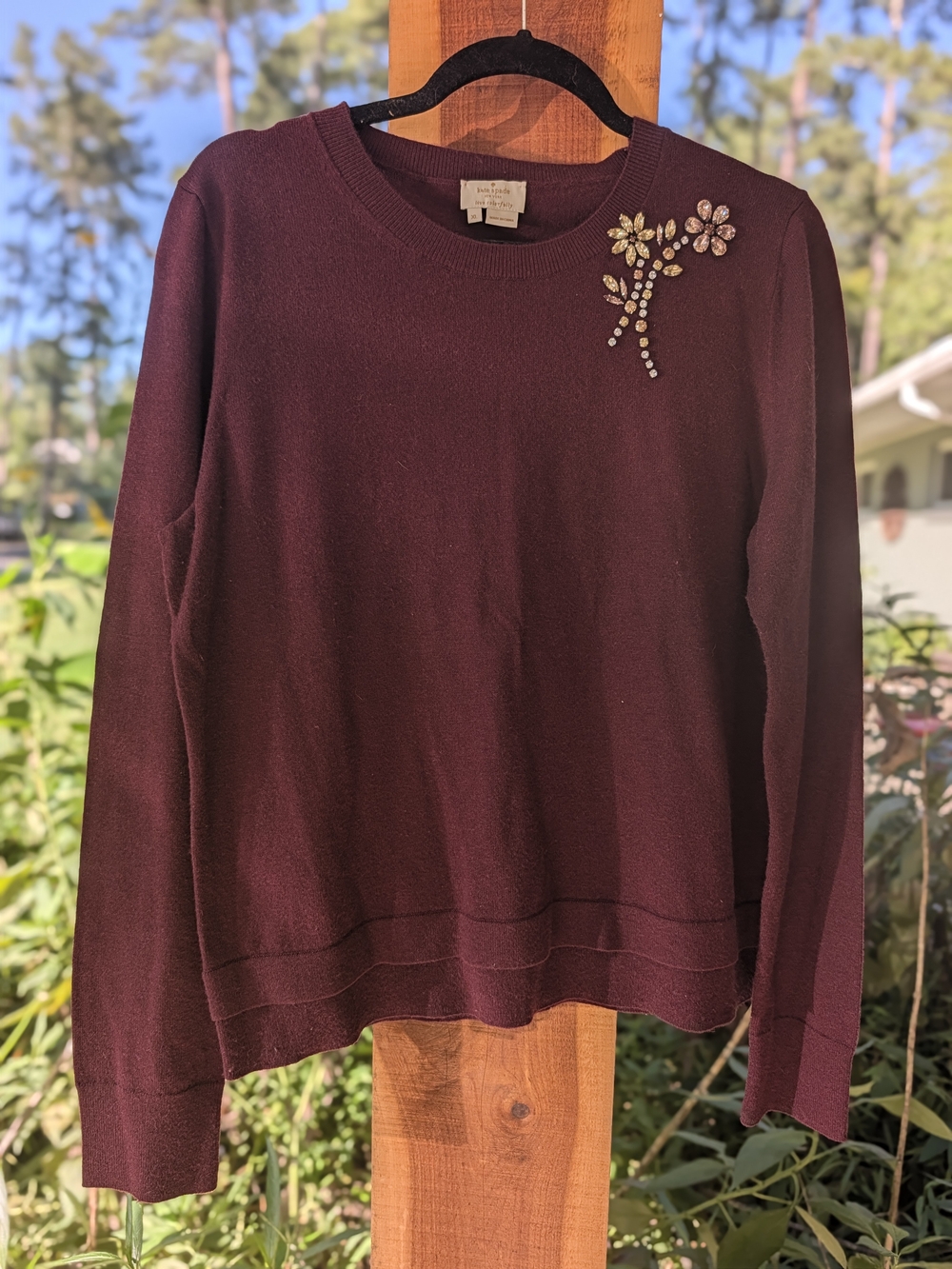 Kate Spade Embellished Crewneck Sweater — Deep Plum